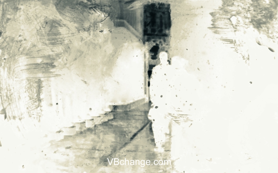 Mysterious blurry white ghost person